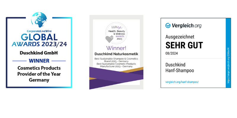 Duschkind Testsieger-Siegel für festes Shampoo